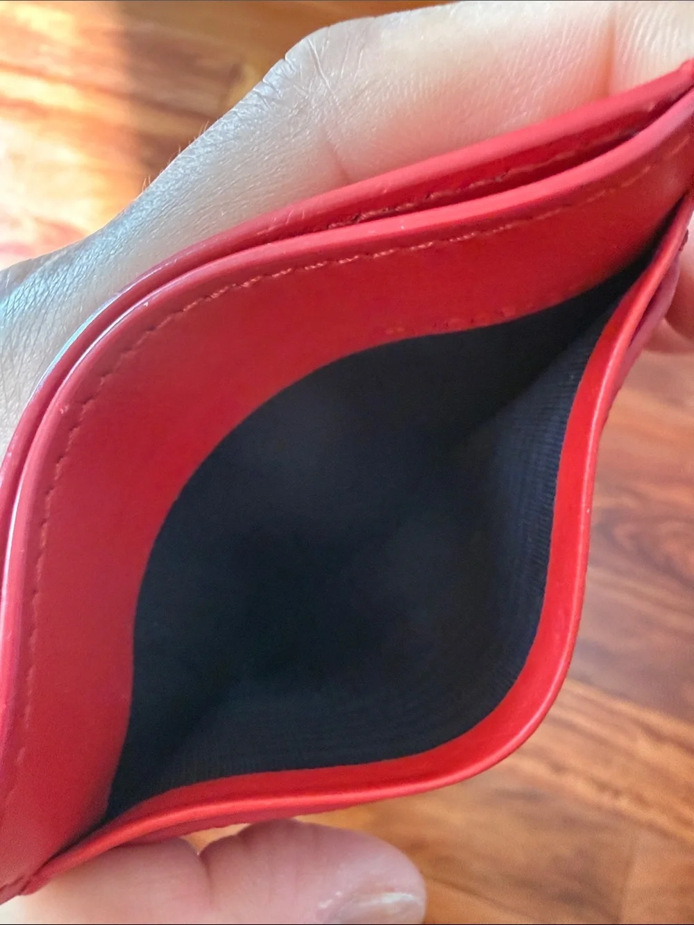 Burberry Red Leather TB Monogram Card Holder ,